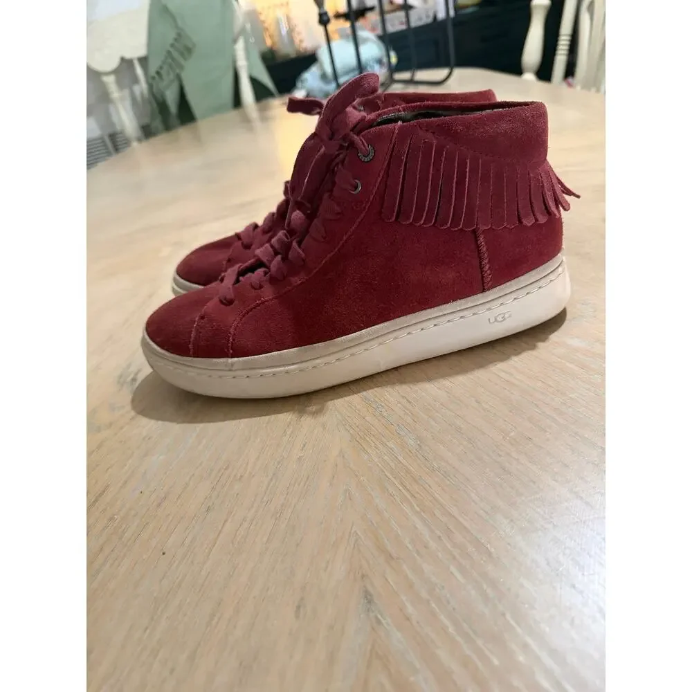 UGG Cali Brecken Lace High Fringe Pinot Noir Suede Sneakers men’s 8.5
